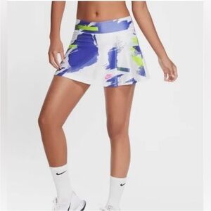 Nike White, Blue & Lime Abstract Tennis Skort